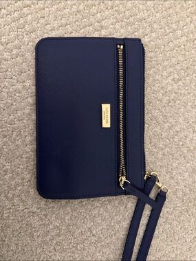 Kate Spade Navy Blue Wristlet Crossbody Bag with Gold Hardware